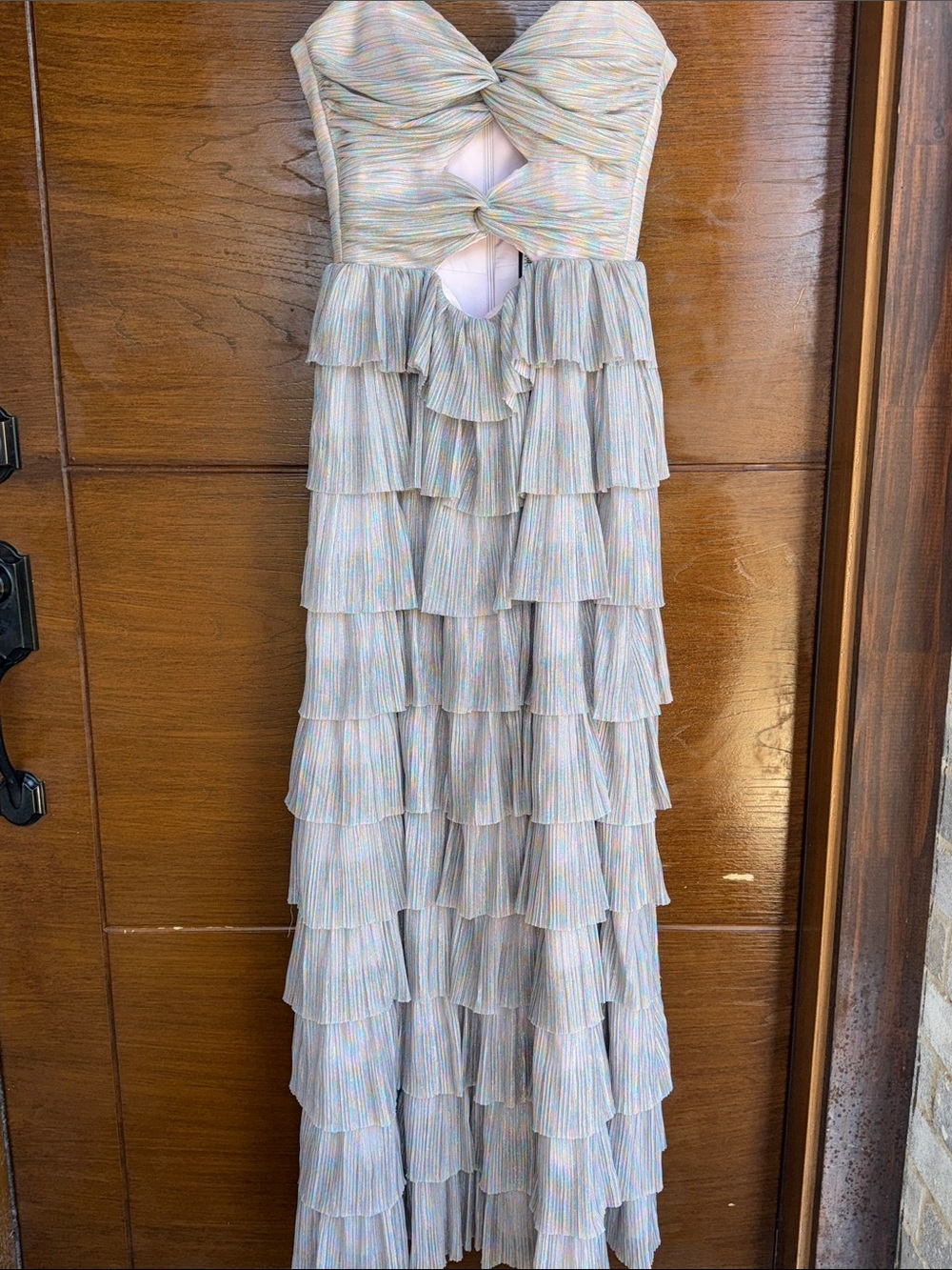 Gianni Bini Pastel Multicolor Strapless Ruffle Maxi Dress